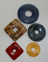 Anhänger Viele Steinsorten PI Scheibe SETS mit Edelstein DONUTS Ø 30 mm